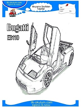 Çocuklar İçin Bugatti Boyama Sayfaları 